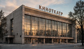 Кинотеатр — пример карточки — иллюстрация макета